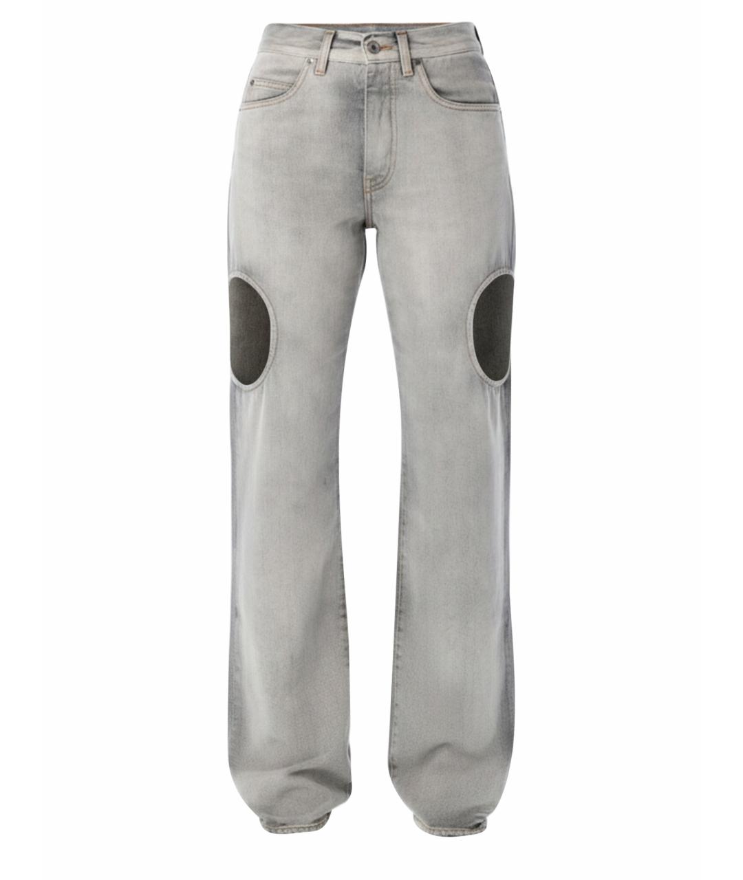 OFF-WHITE Серые хлопковые прямые джинсы, фото 1