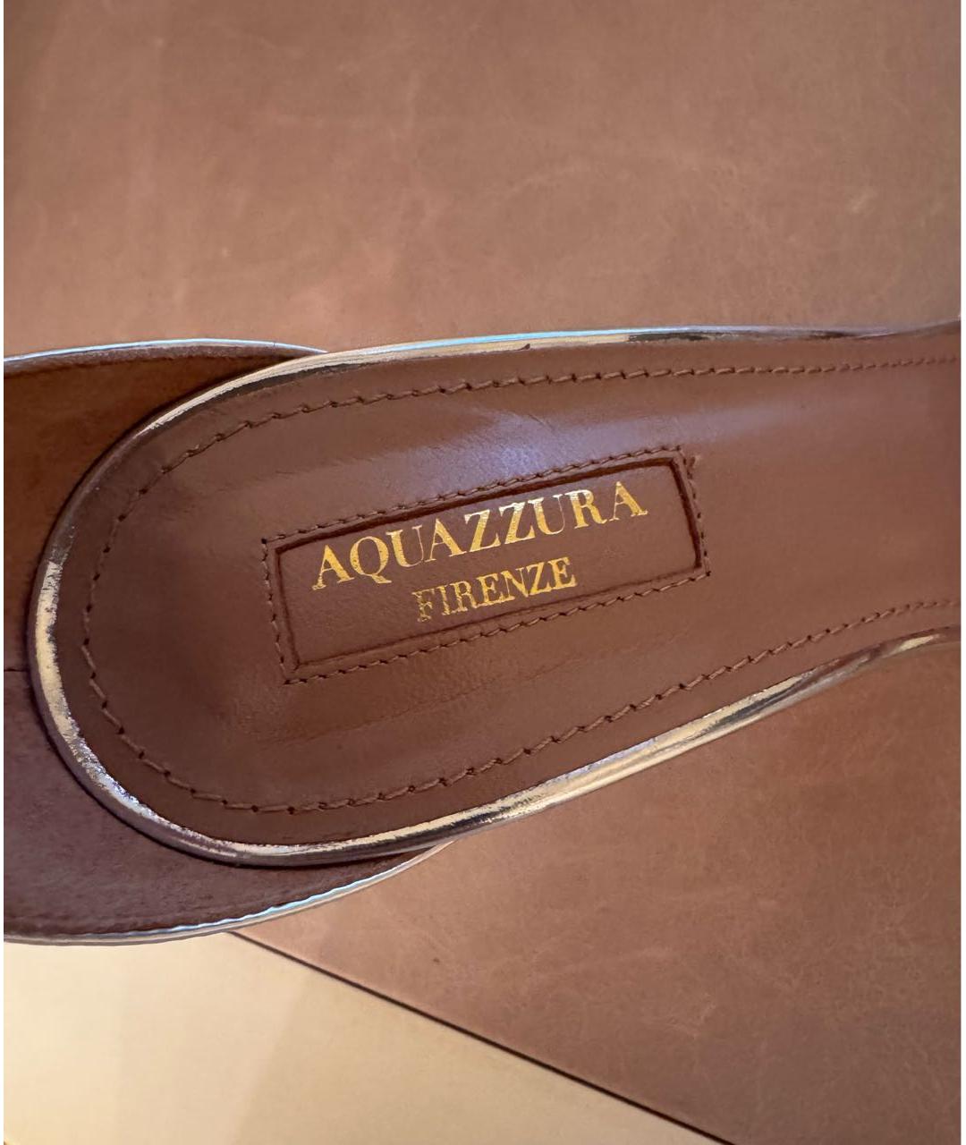 AQUAZZURA Серебряные кожаные босоножки, фото 5