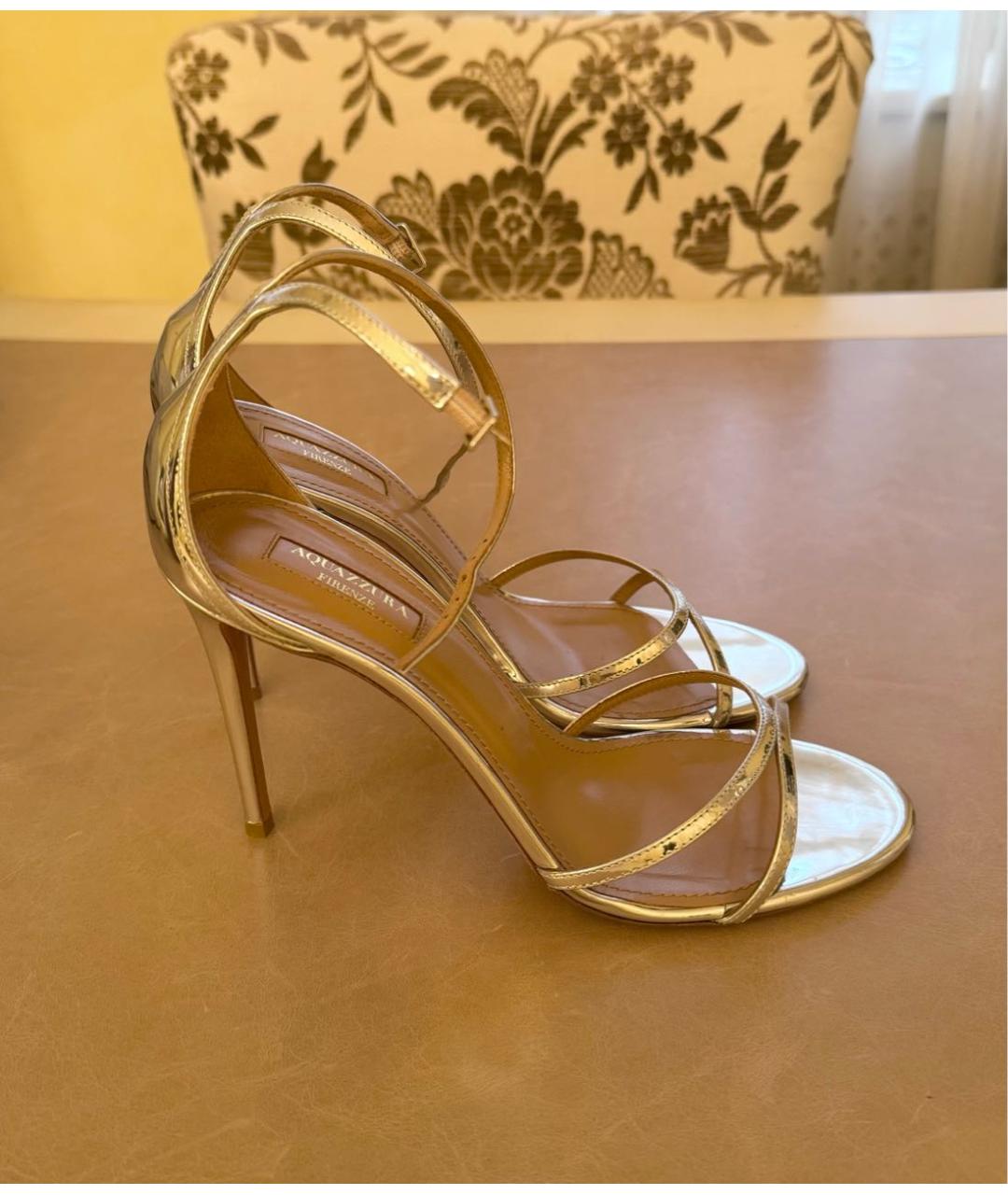 AQUAZZURA Серебряные кожаные босоножки, фото 9