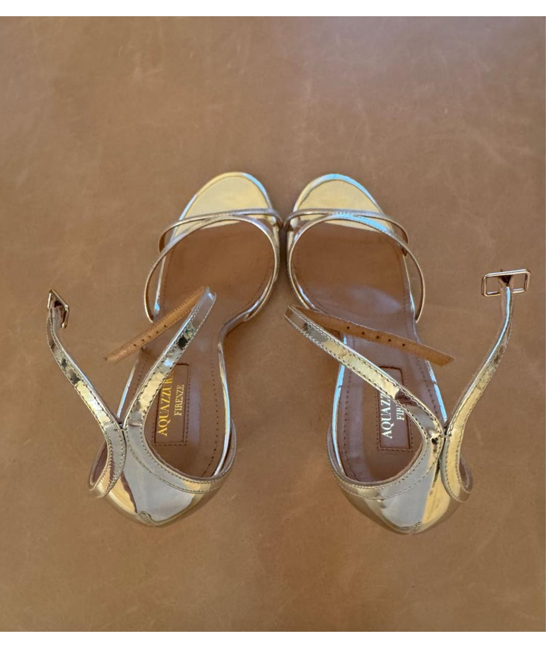 AQUAZZURA Серебряные кожаные босоножки, фото 3