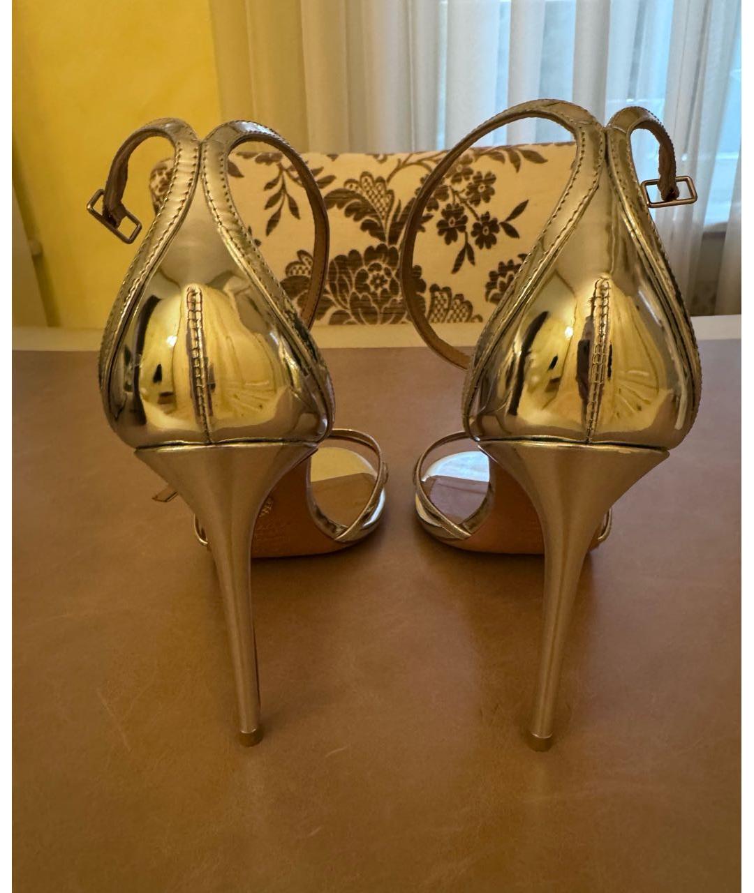 AQUAZZURA Серебряные кожаные босоножки, фото 4