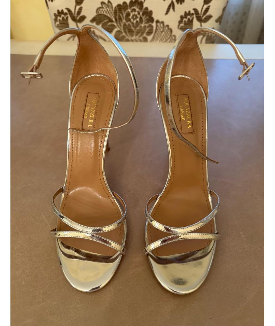 AQUAZZURA Серебряные кожаные босоножки, фото 2