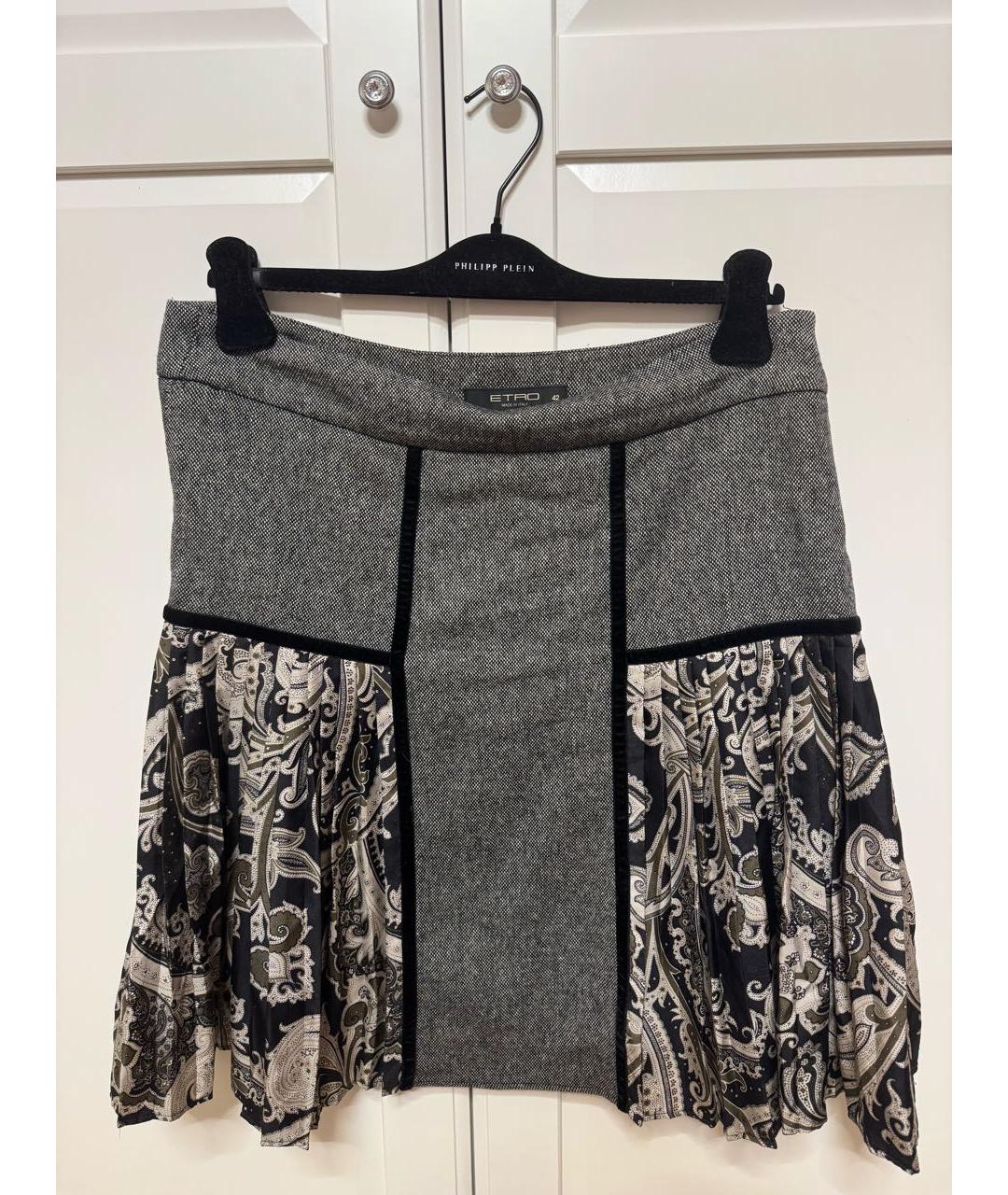 ETRO Серая шерстяная юбка миди, фото 5