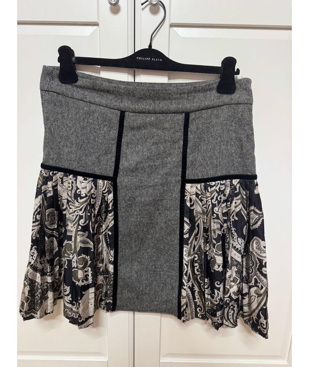 ETRO Серая шерстяная юбка миди, фото 2