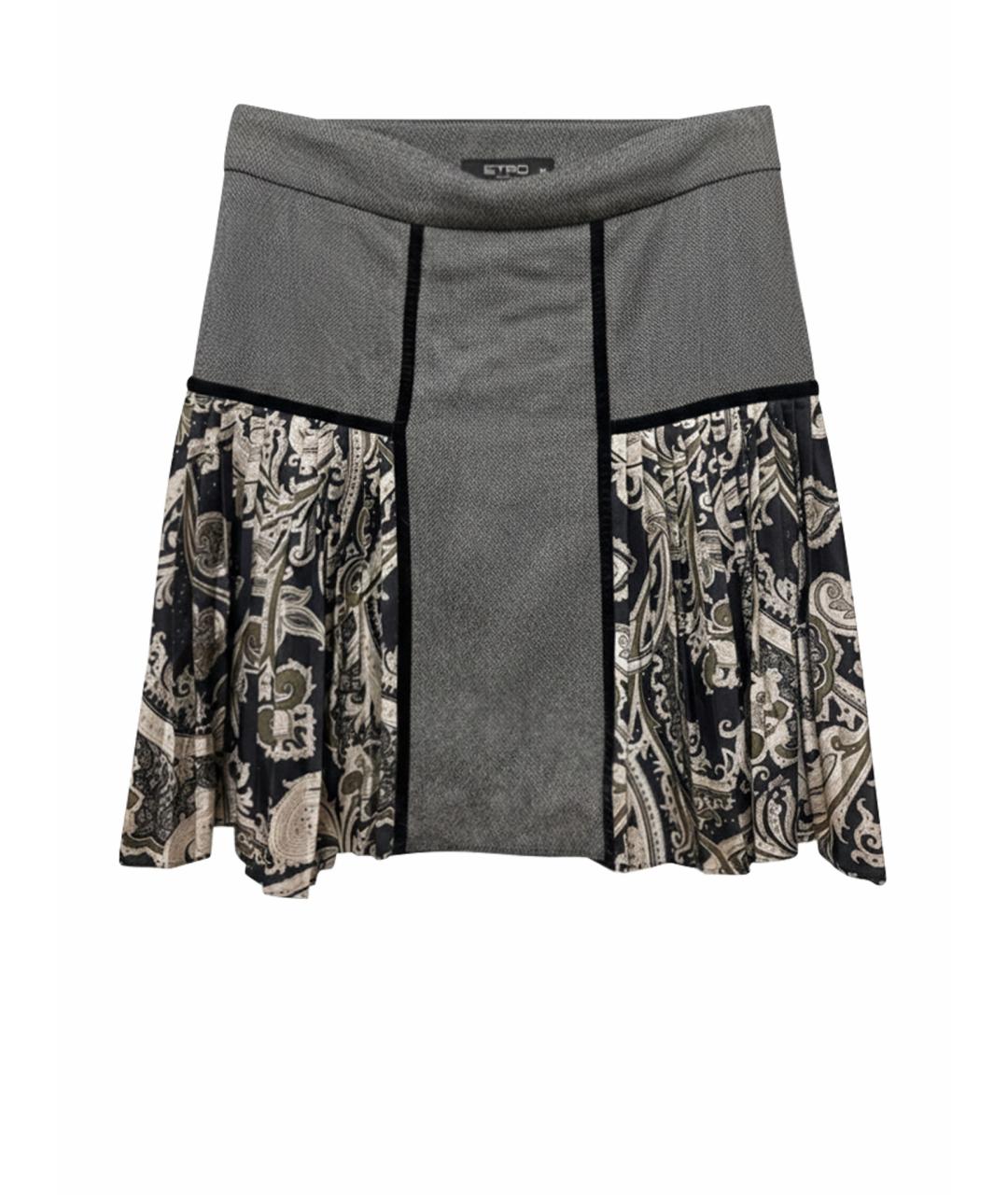ETRO Серая шерстяная юбка миди, фото 1