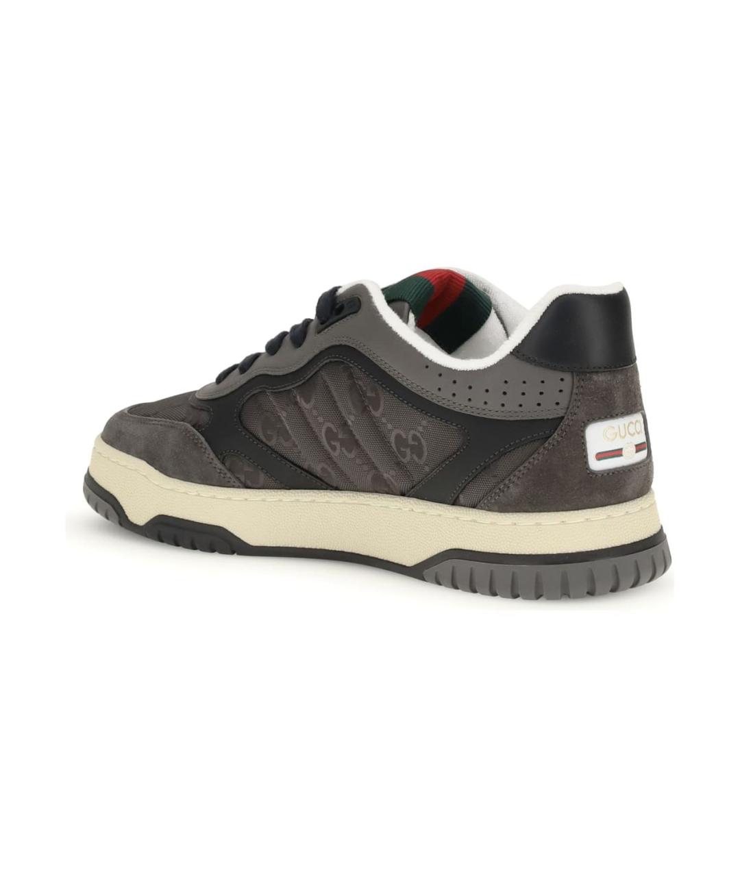 GUCCI Серые кожаные низкие кроссовки / кеды, фото 3