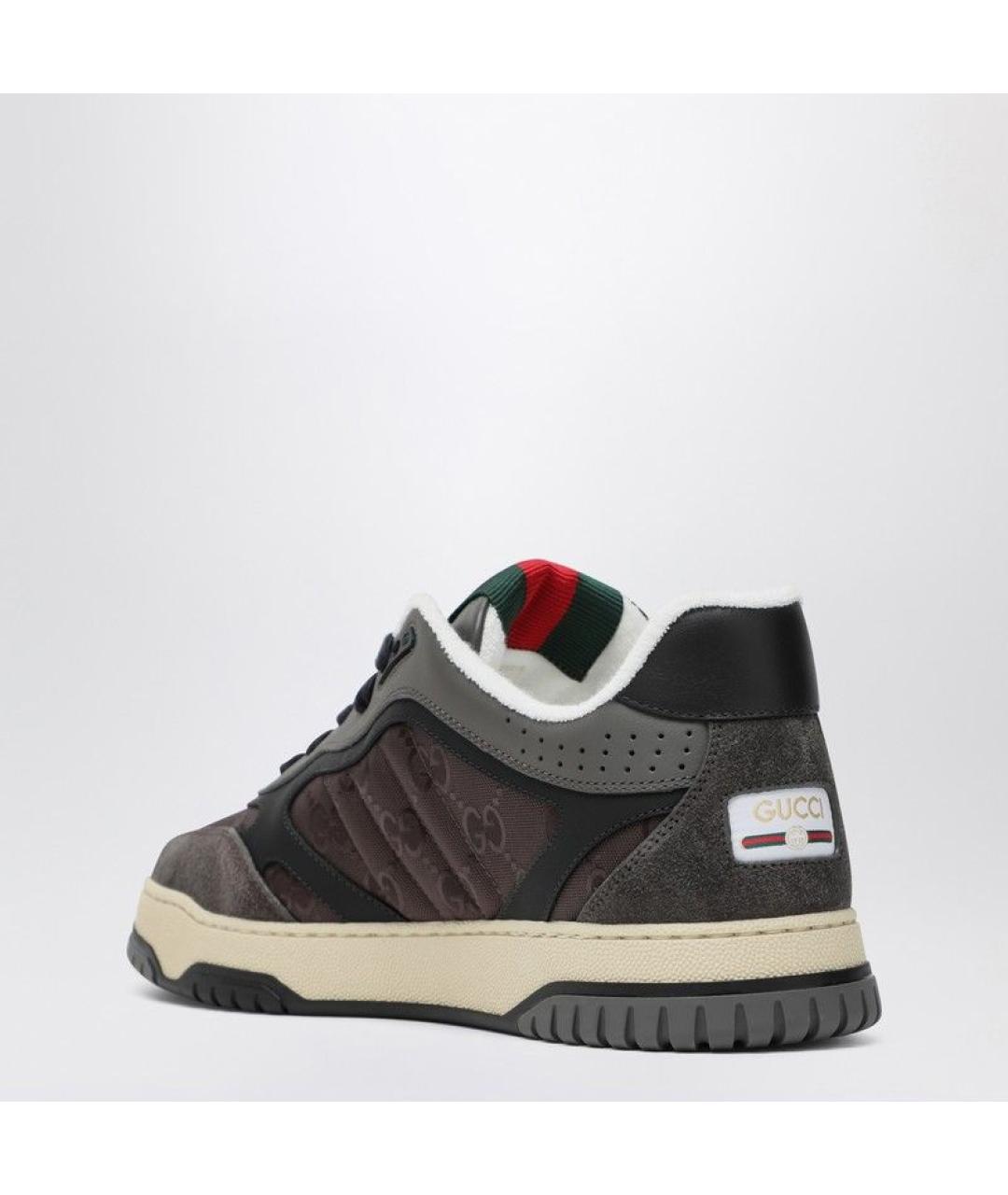 GUCCI Серые кожаные низкие кроссовки / кеды, фото 2