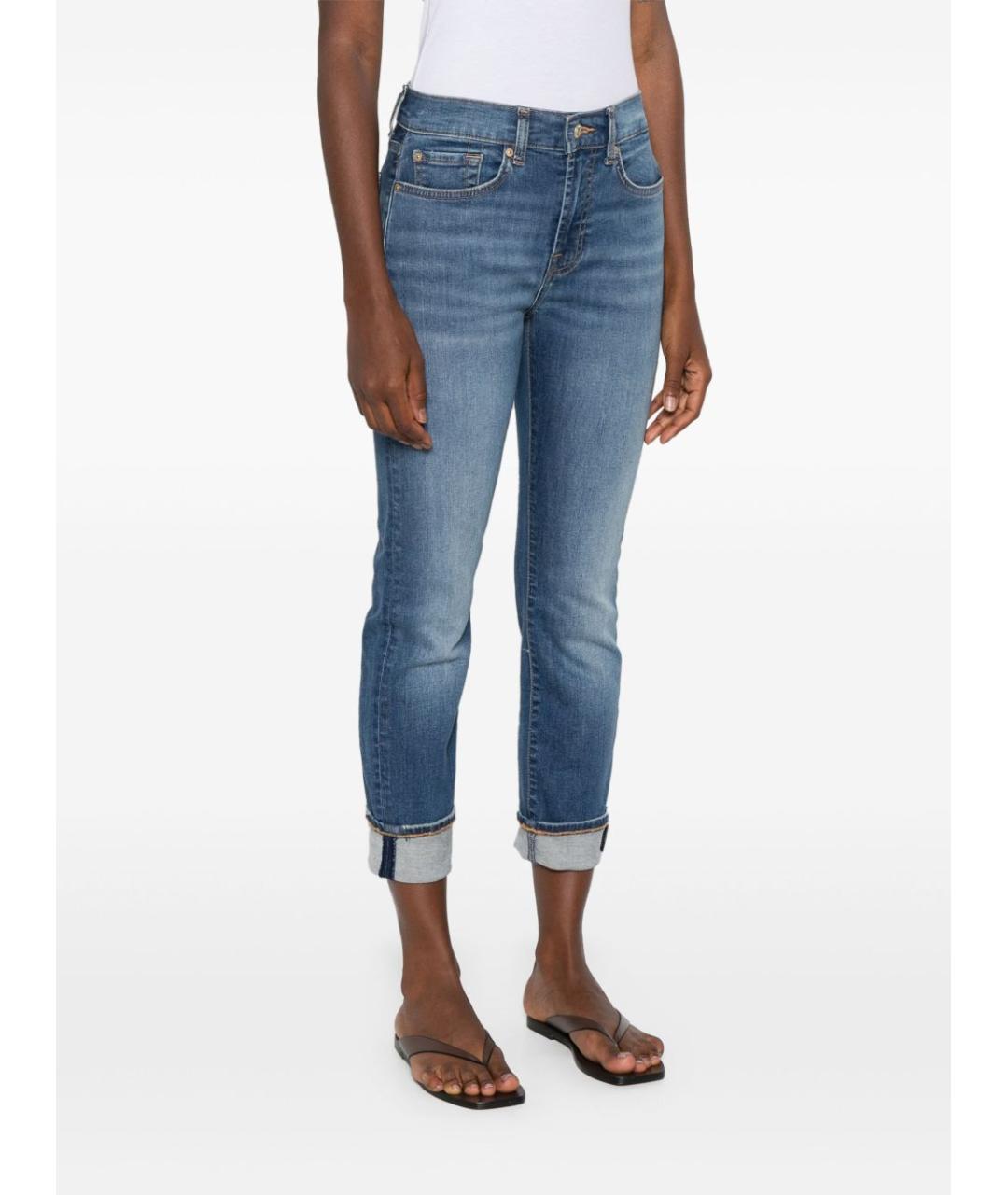 7 FOR ALL MANKIND Синие хлопковые прямые джинсы, фото 5