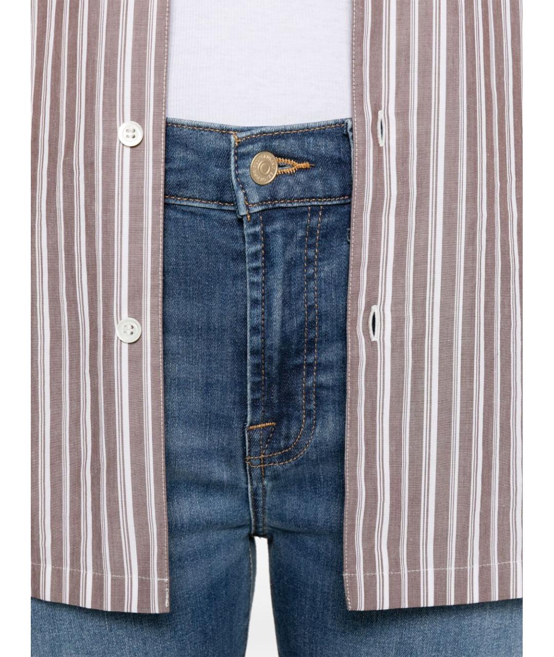 7 FOR ALL MANKIND Синие хлопковые прямые джинсы, фото 3