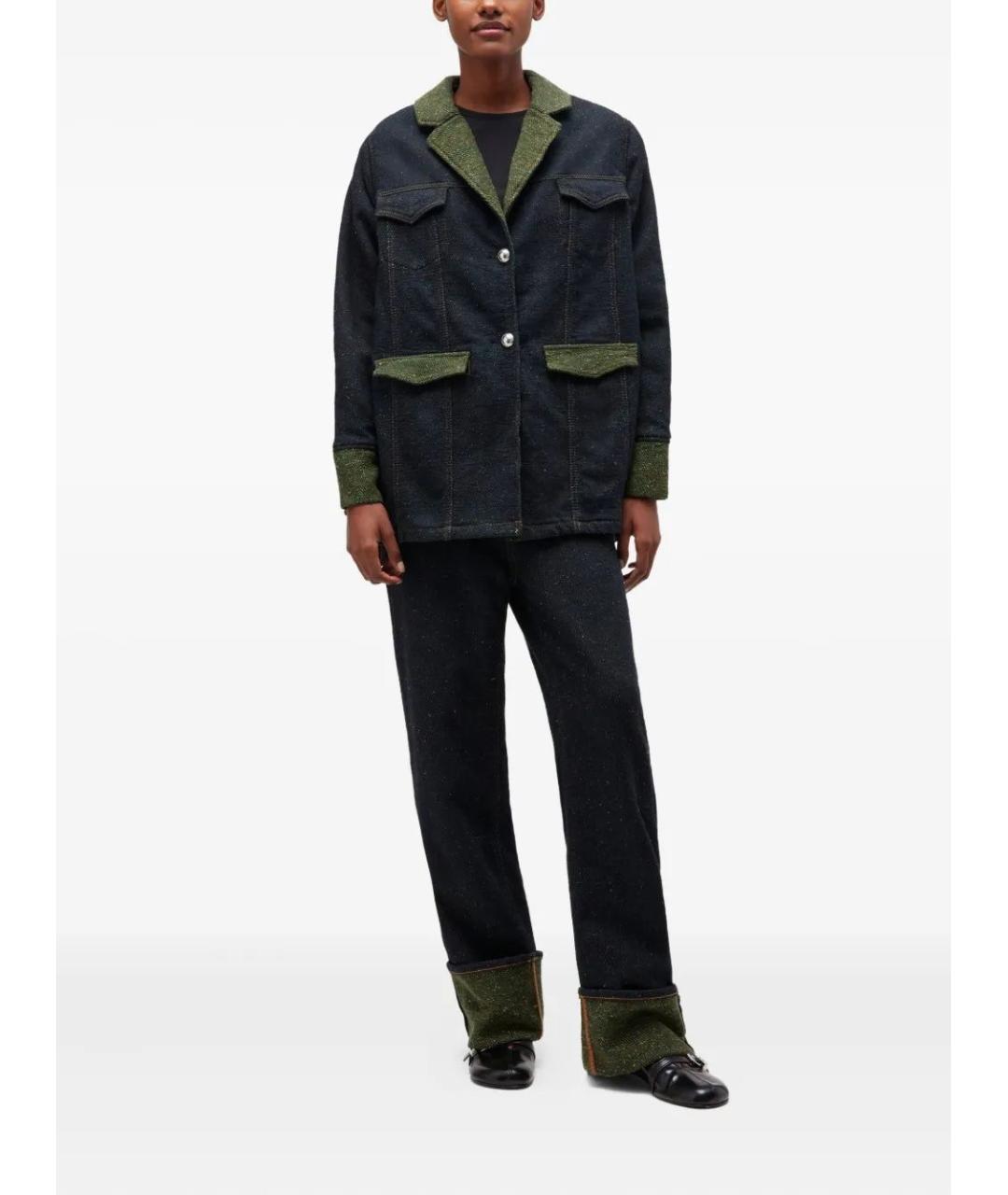 GANNI Синие хлопковые прямые джинсы, фото 2