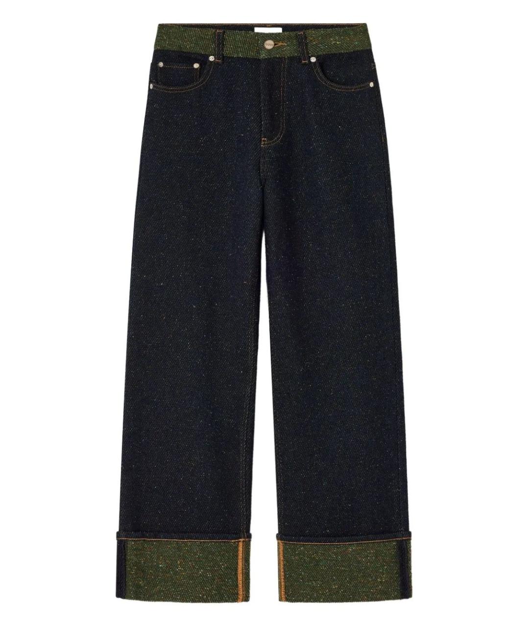 GANNI Синие хлопковые прямые джинсы, фото 1