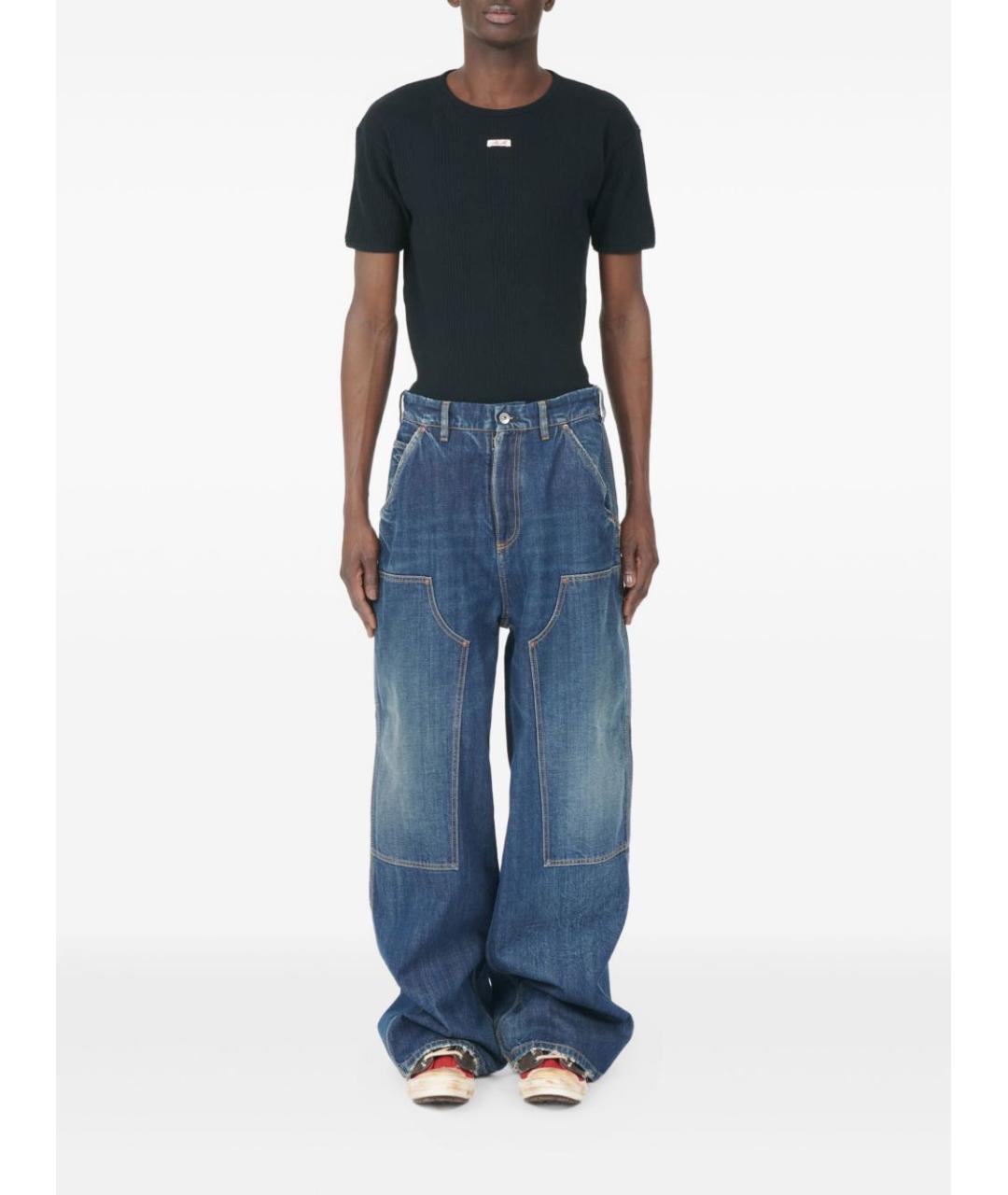 MAISON MARGIELA Синие хлопковые прямые джинсы, фото 5