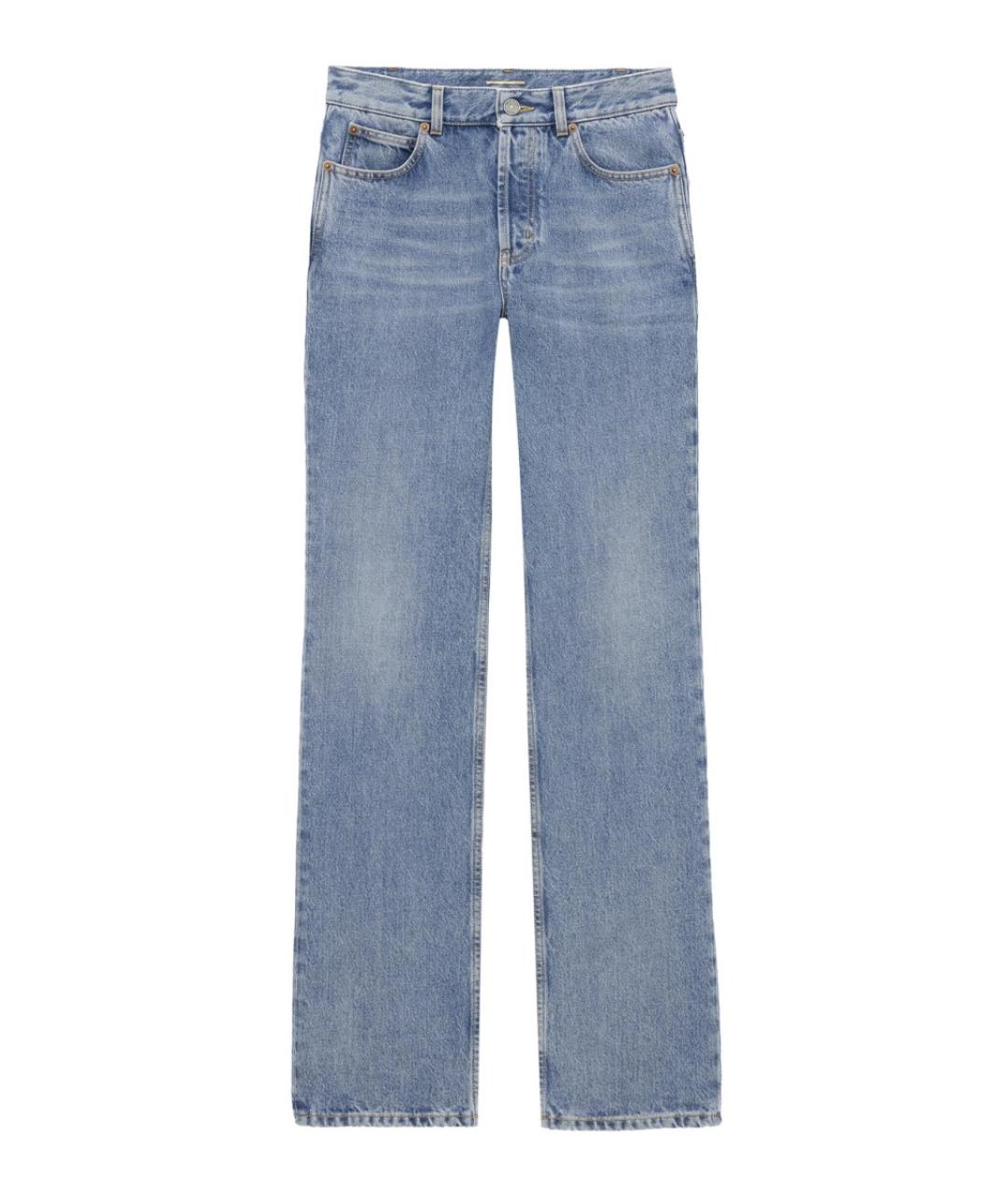 SAINT LAURENT Голубые хлопковые прямые джинсы, фото 1