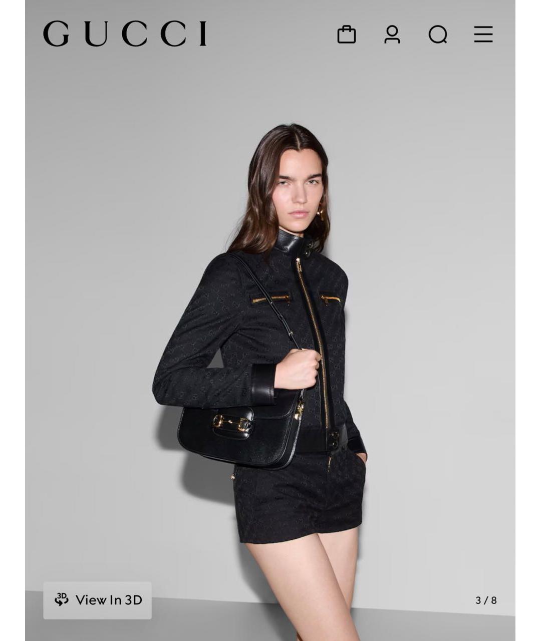 GUCCI Черная кожаная сумка через плечо, фото 7