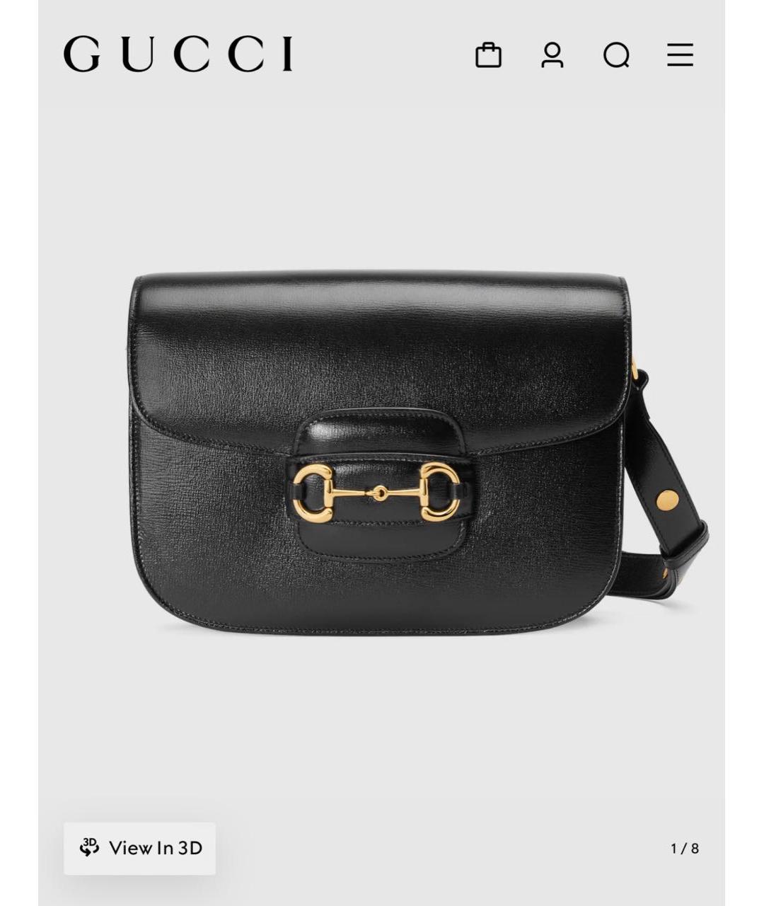 GUCCI Черная кожаная сумка через плечо, фото 8