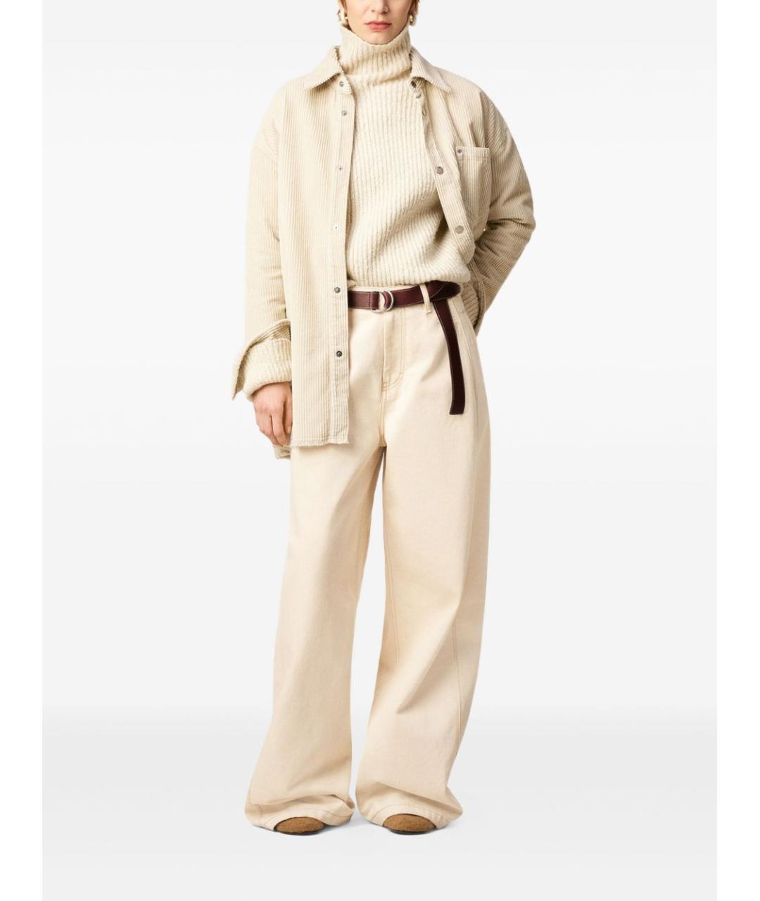 Ami Paris Бежевые хлопковые прямые джинсы, фото 2