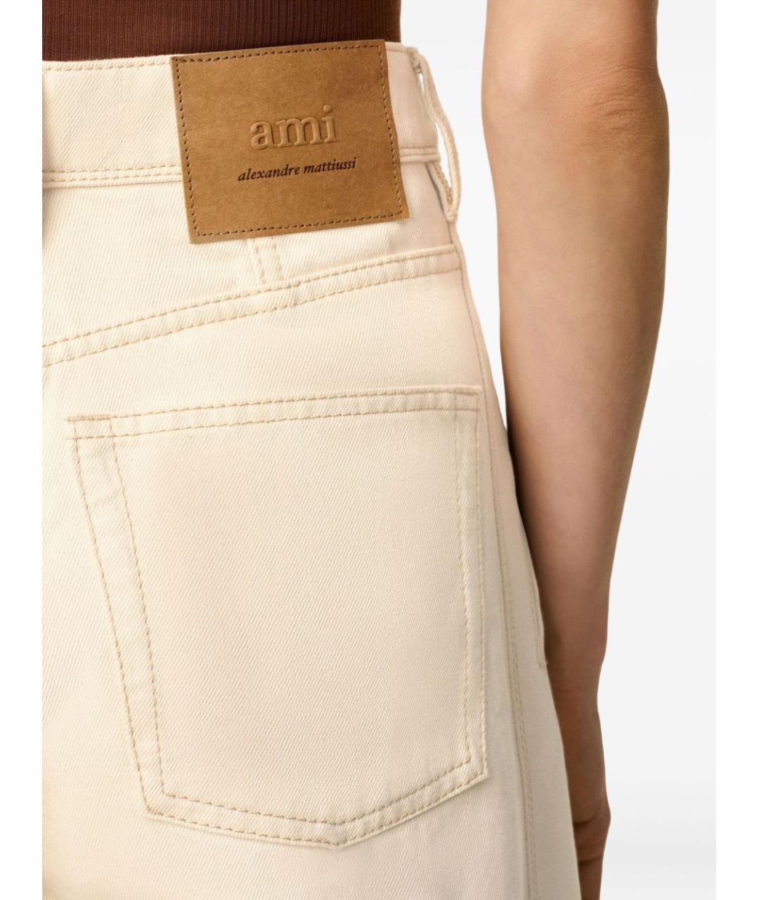 Ami Paris Бежевые хлопковые прямые джинсы, фото 4