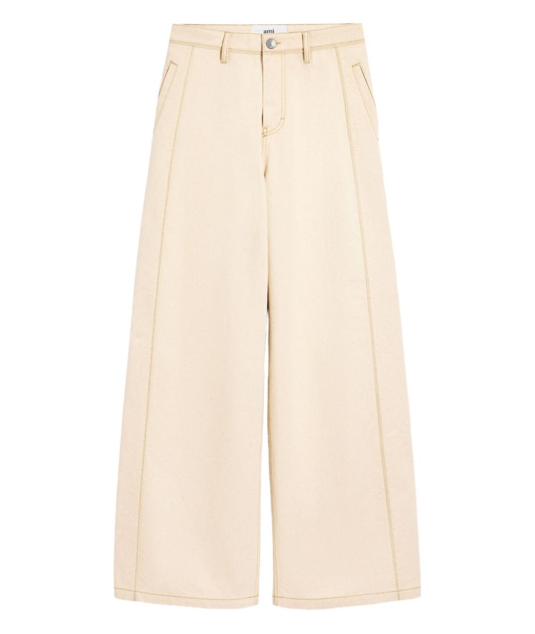 Ami Paris Бежевые хлопковые прямые джинсы, фото 1