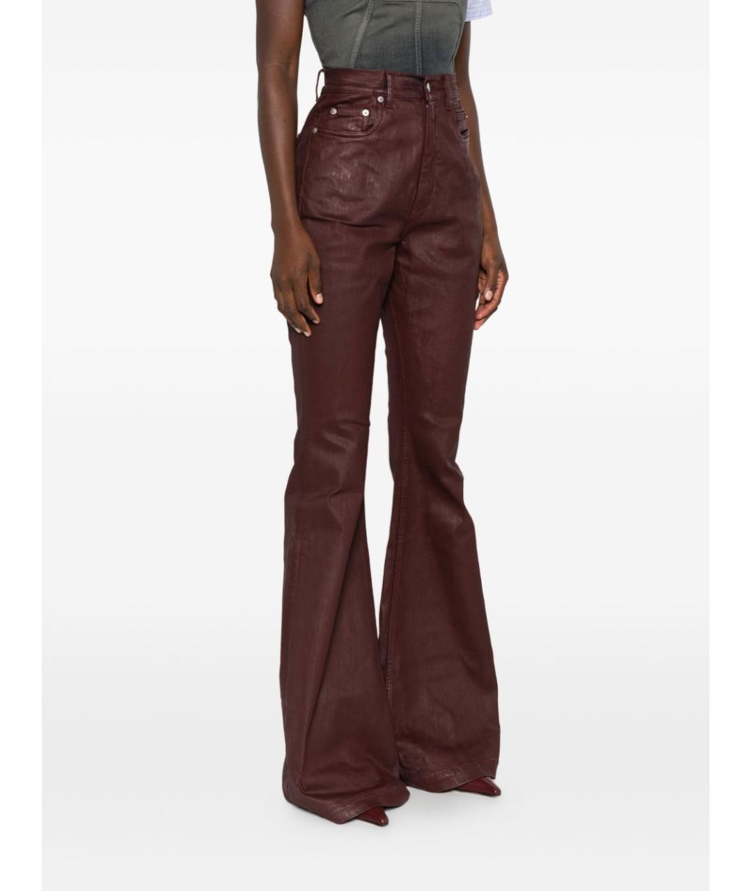 RICK OWENS DRKSHDW Бордовые хлопковые джинсы клеш, фото 3