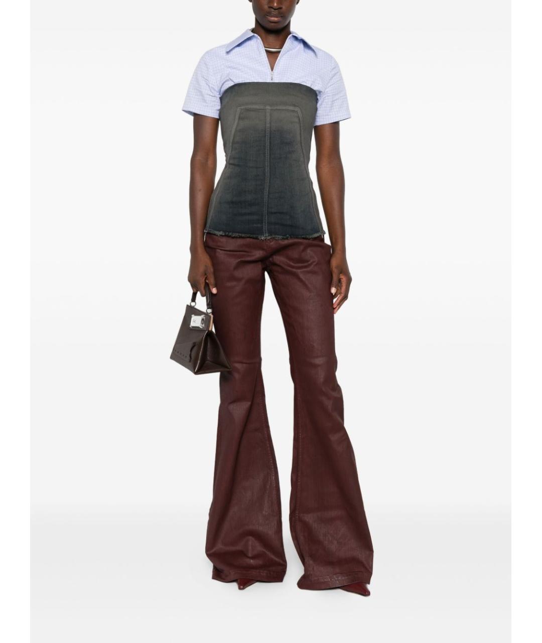 RICK OWENS DRKSHDW Бордовые хлопковые джинсы клеш, фото 2