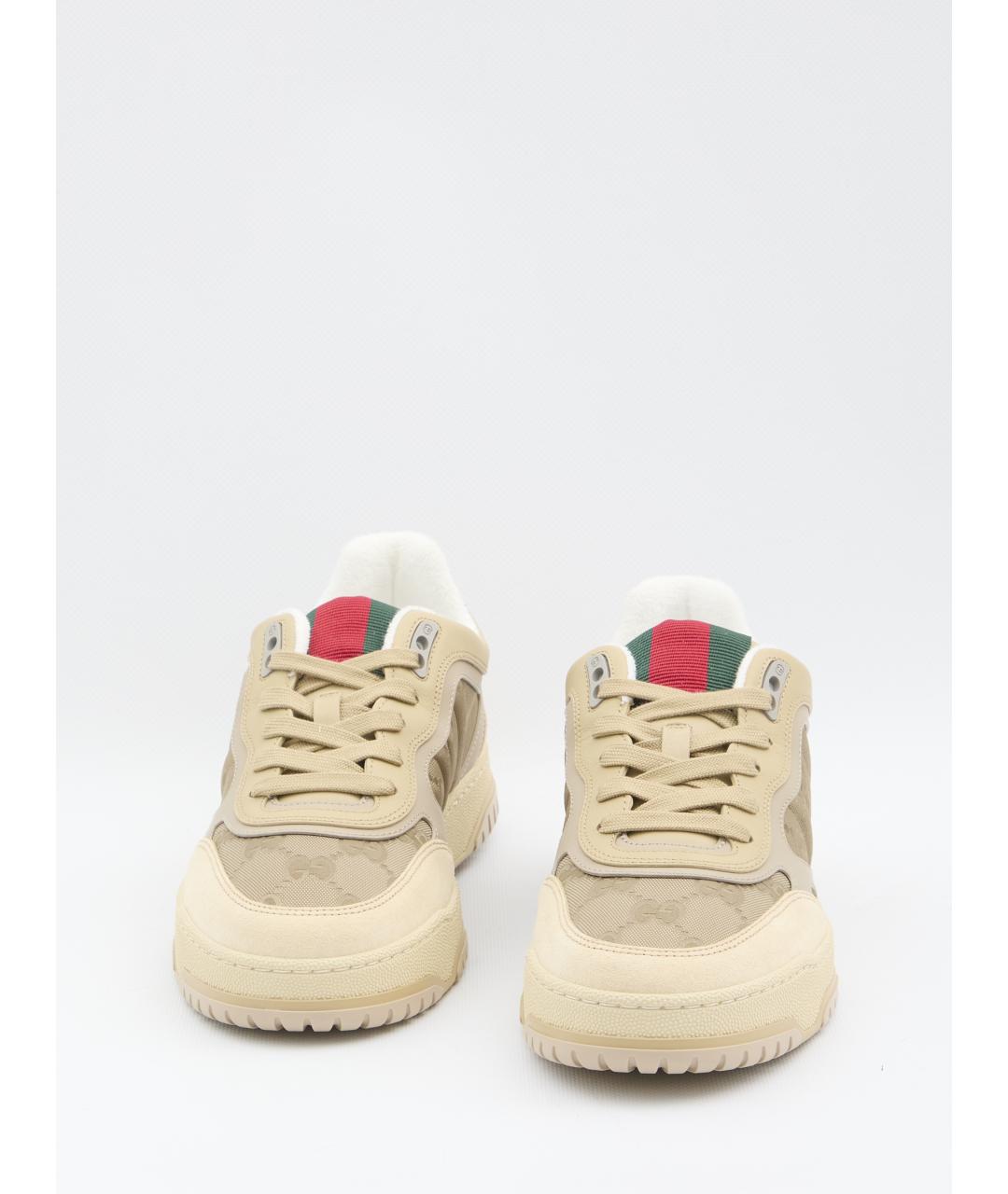 GUCCI Бежевые кожаные низкие кроссовки / кеды, фото 5