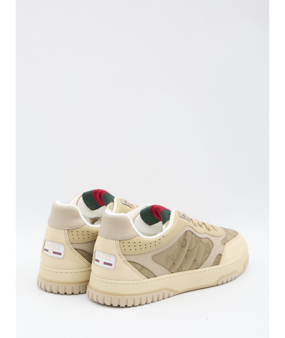 GUCCI Бежевые кожаные низкие кроссовки / кеды, фото 3