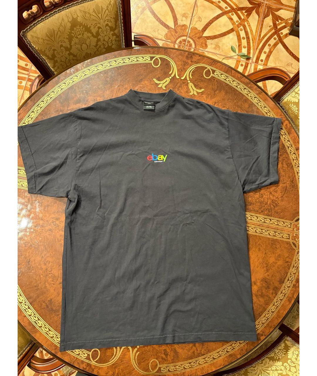 BALENCIAGA Черная хлопковая футболка, фото 4