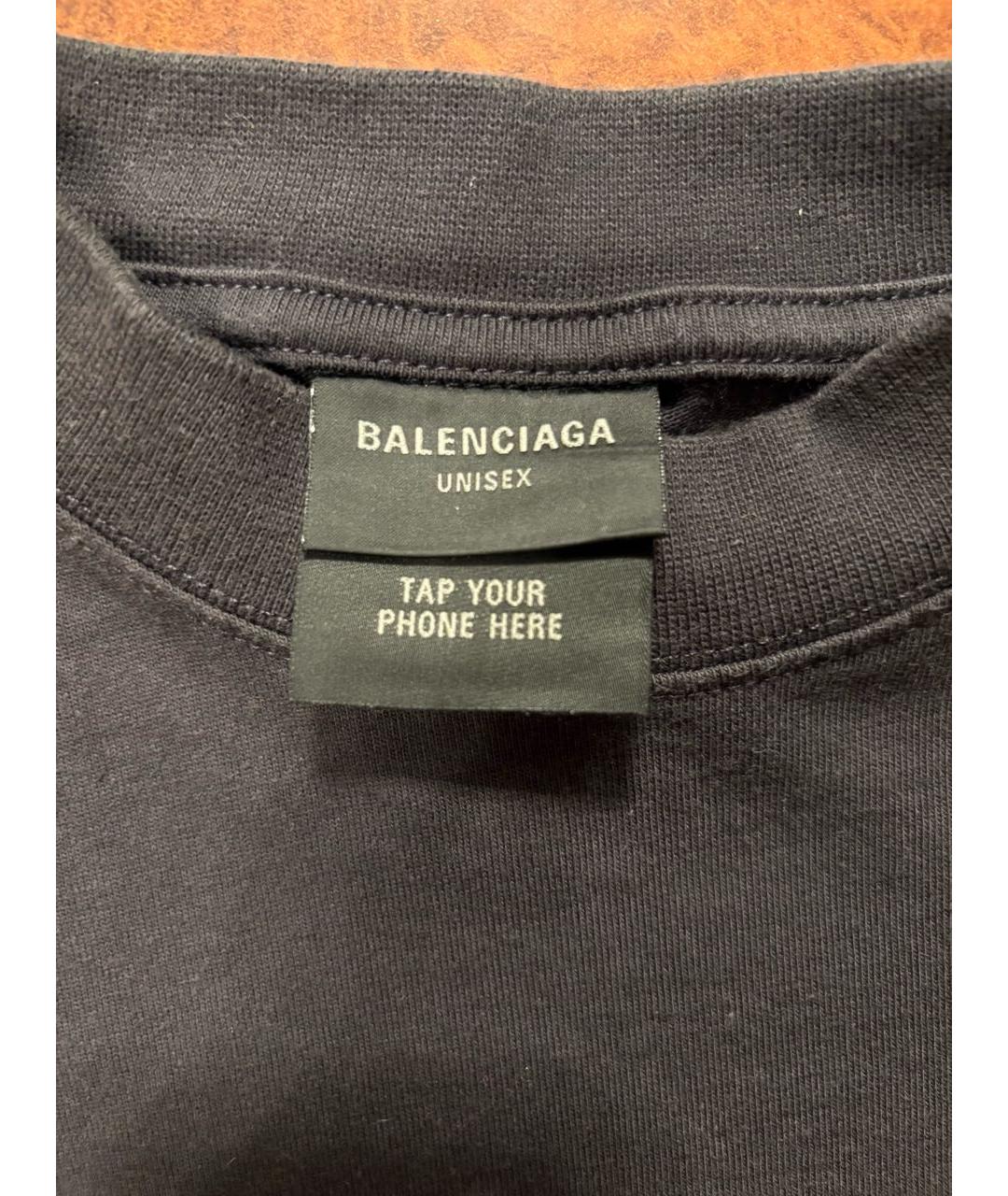 BALENCIAGA Черная хлопковая футболка, фото 3