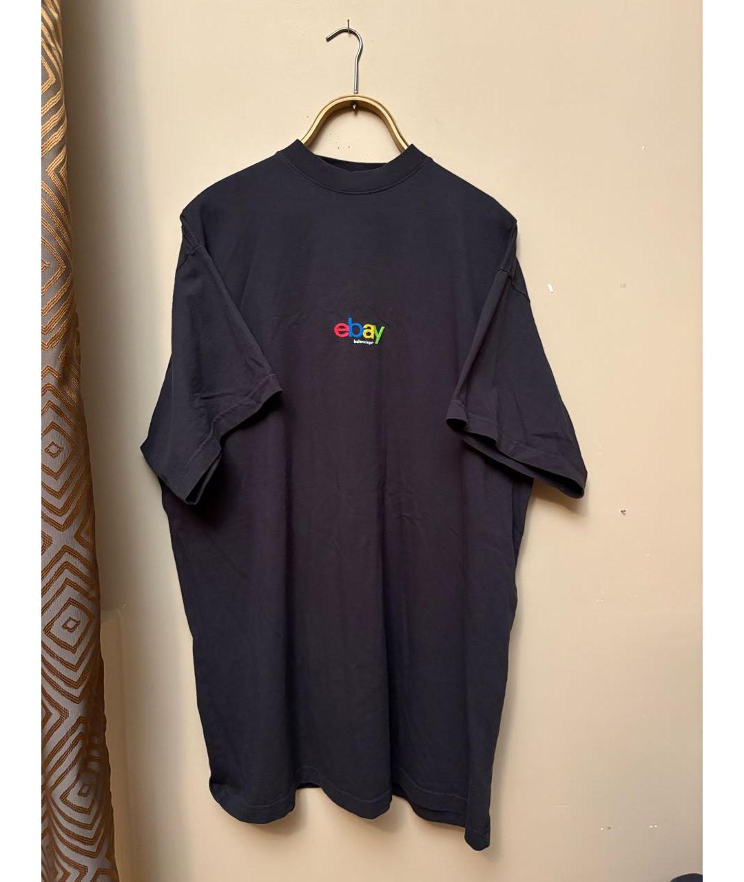 BALENCIAGA Черная хлопковая футболка, фото 2