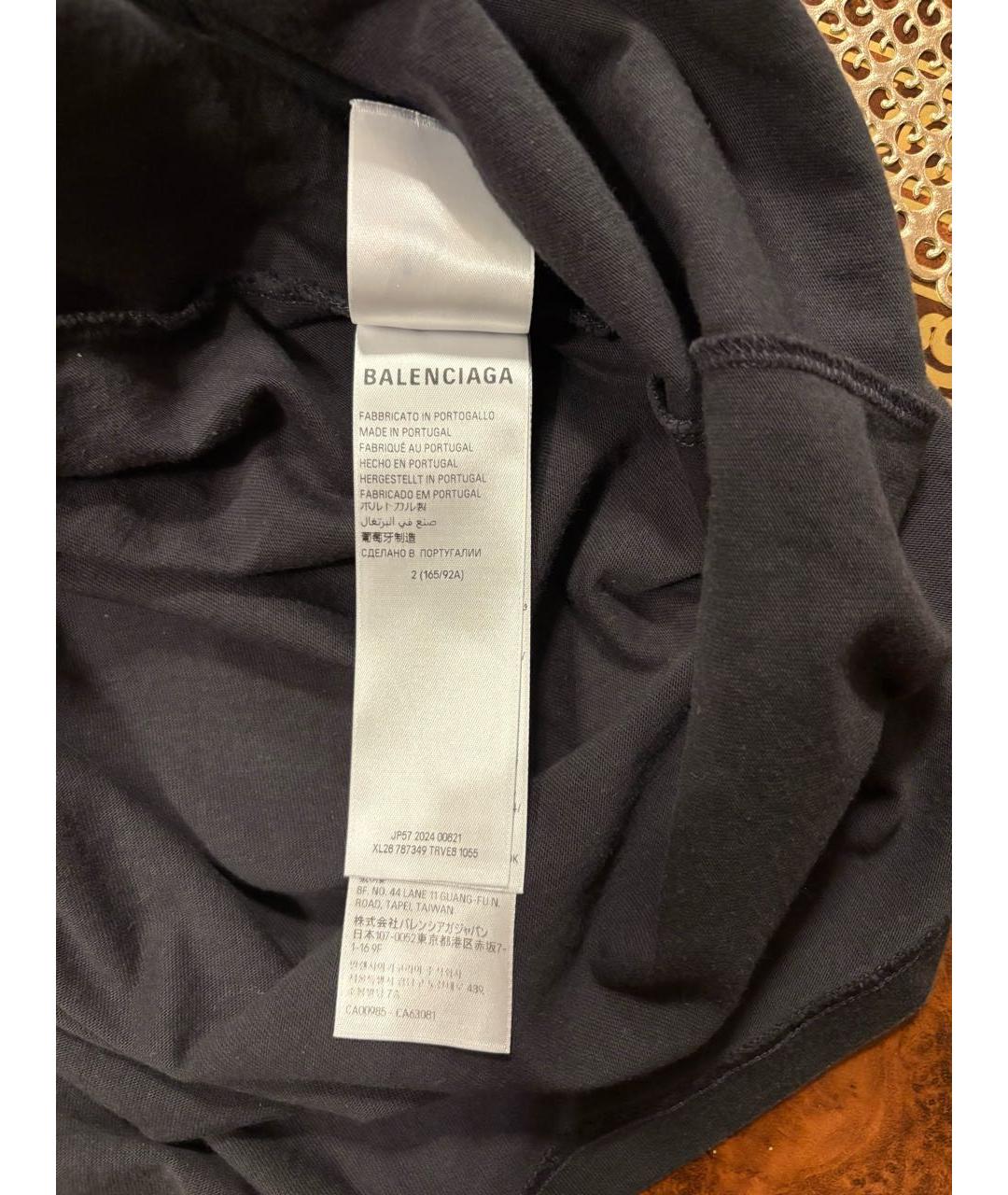 BALENCIAGA Черная хлопковая футболка, фото 6