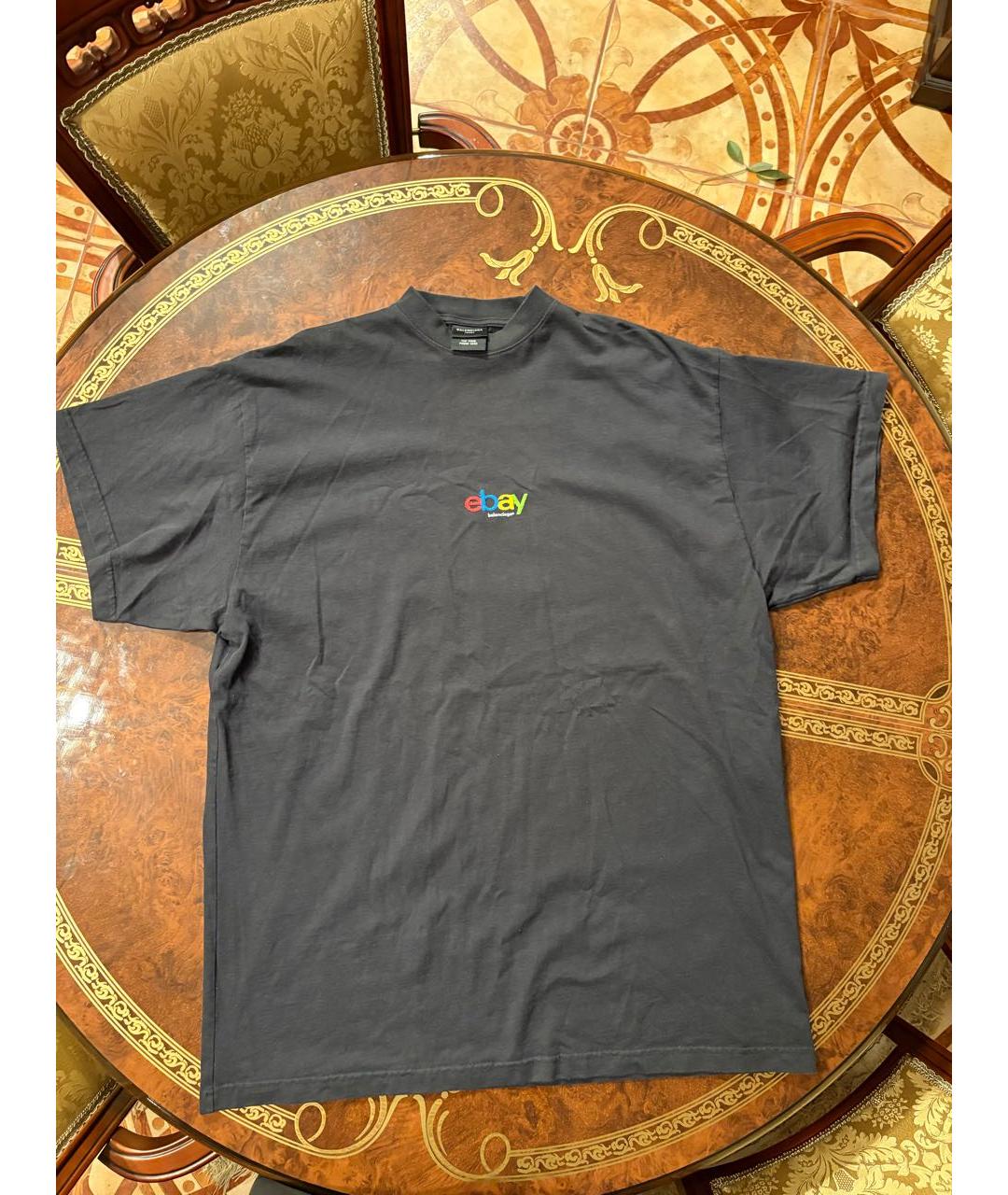 BALENCIAGA Черная хлопковая футболка, фото 7