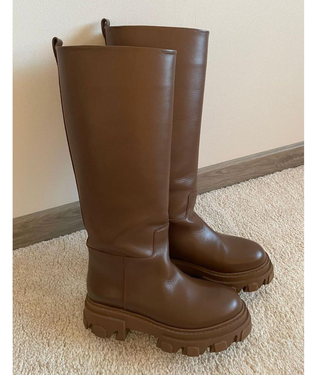 GIA COUTURE Коричневые кожаные сапоги, фото 8