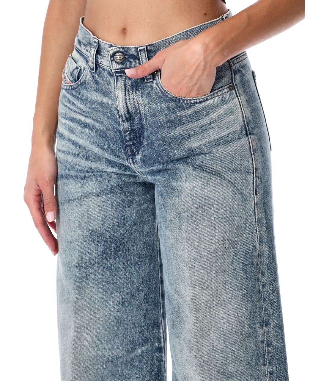 DIESEL Голубые хлопковые прямые джинсы, фото 4