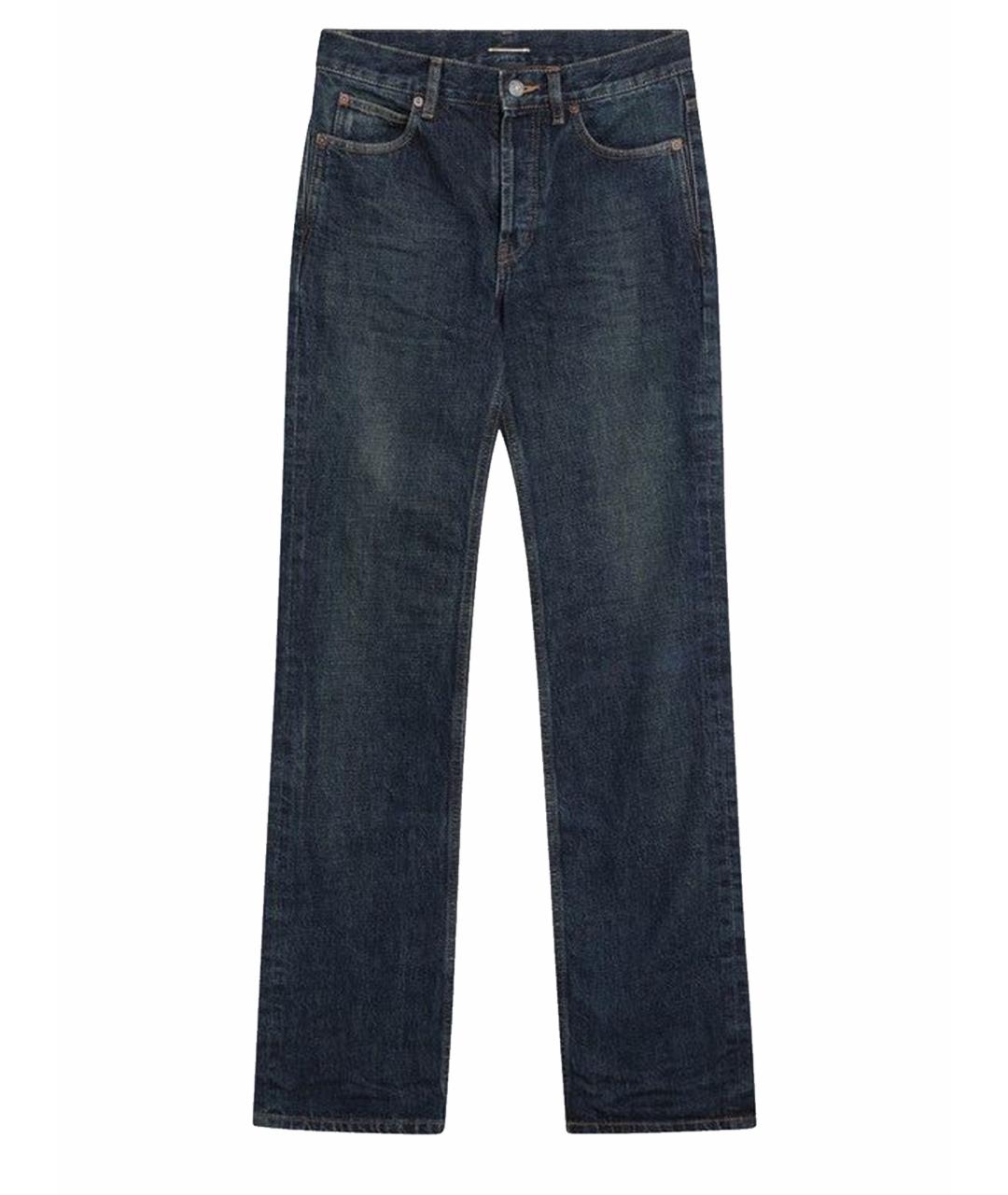 SAINT LAURENT Синие хлопковые прямые джинсы, фото 1