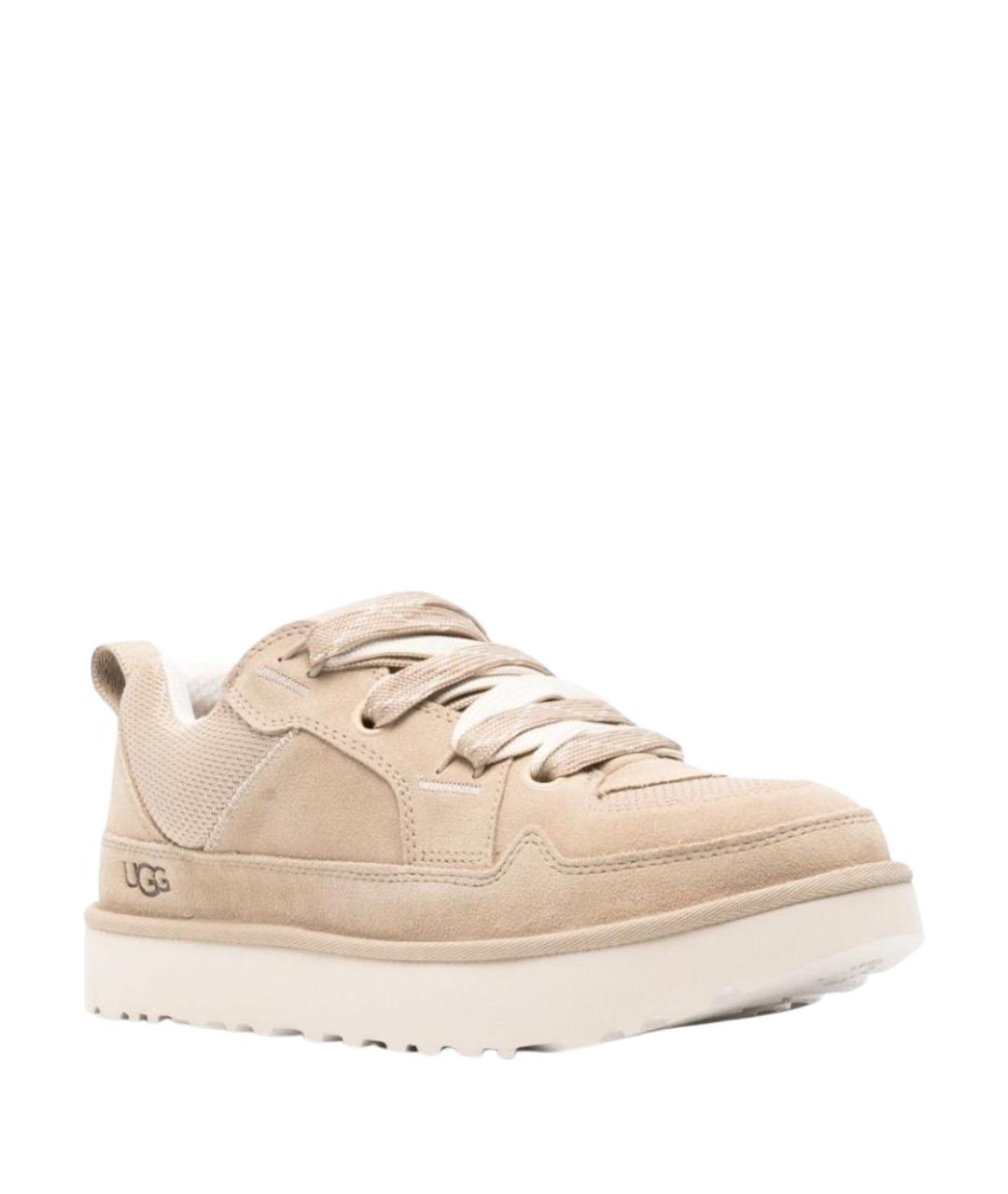 UGG AUSTRALIA Бежевые замшевые низкие кроссовки / кеды, фото 2