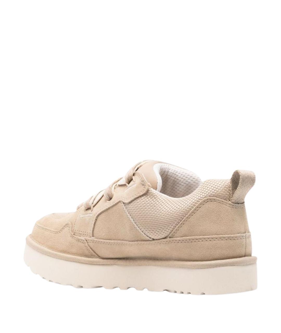 UGG AUSTRALIA Бежевые замшевые низкие кроссовки / кеды, фото 4