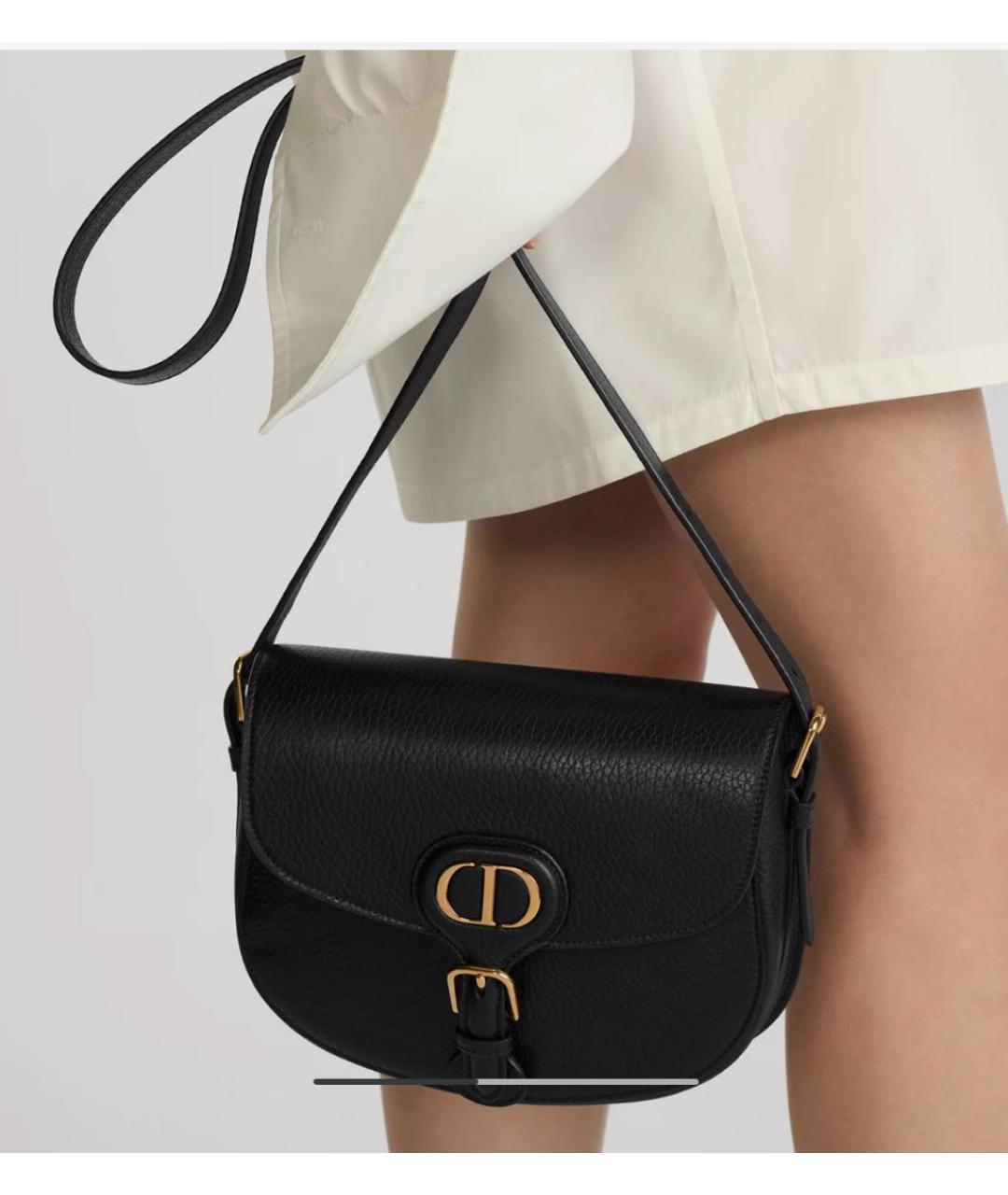 CHRISTIAN DIOR Черная кожаная сумка через плечо, фото 5