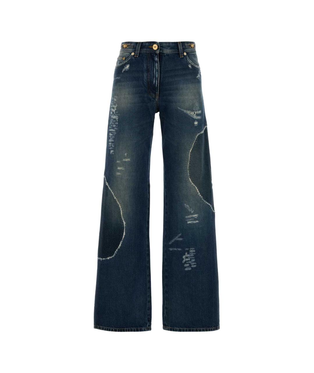 VERSACE Синие хлопковые прямые джинсы, фото 1