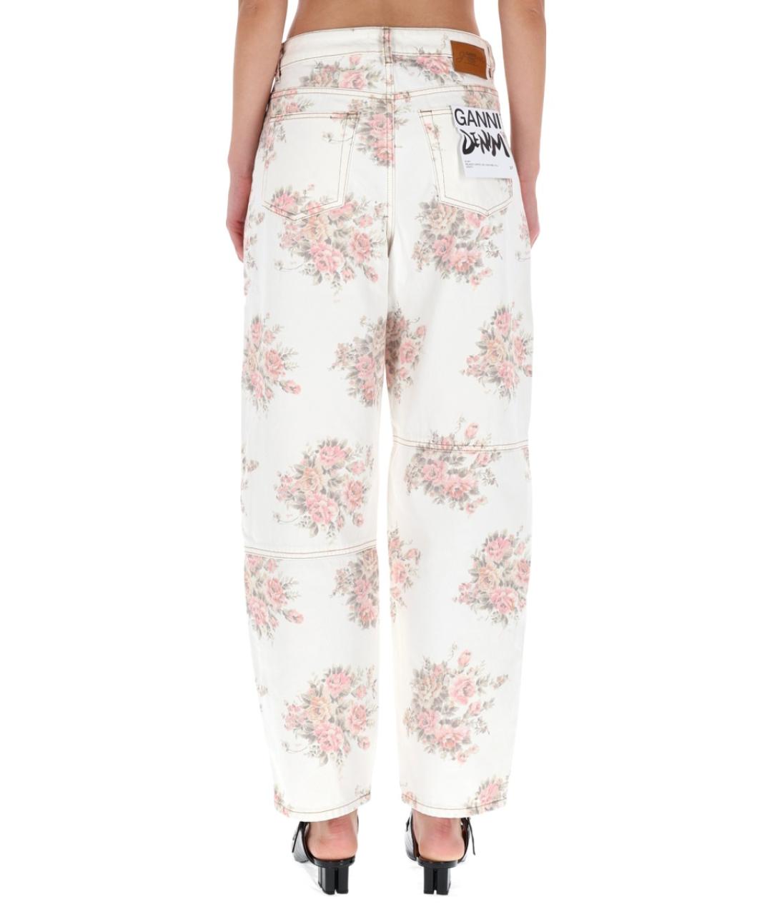 GANNI Белые хлопковые прямые джинсы, фото 5