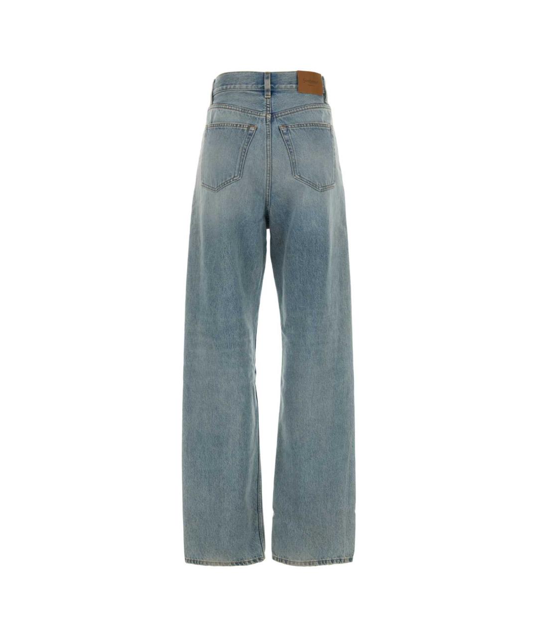 SAINT LAURENT Синие хлопковые прямые джинсы, фото 2