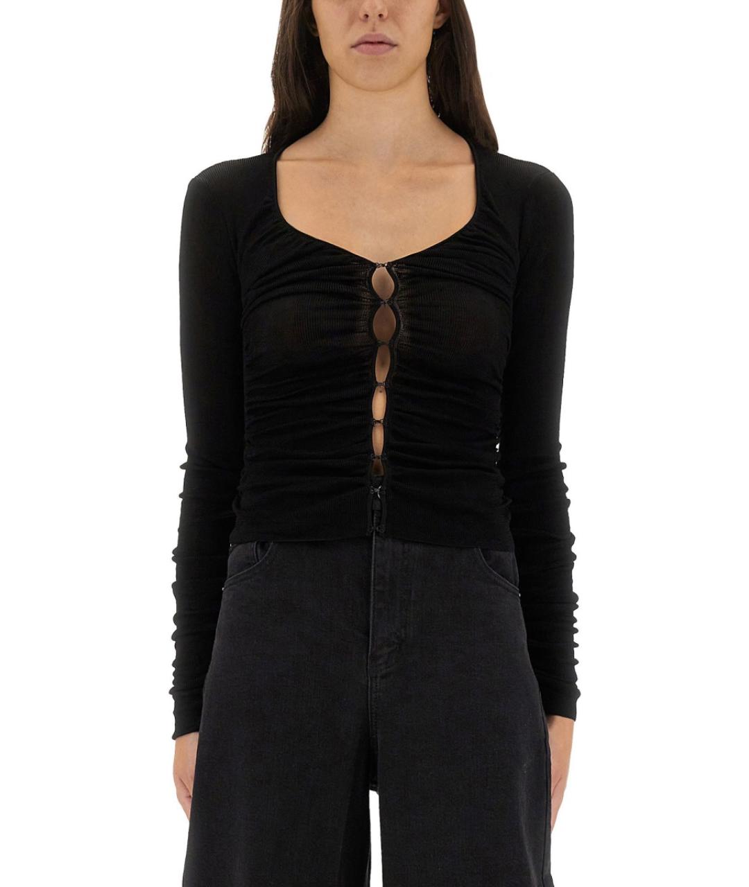 SELF-PORTRAIT Черная вискозная майка, фото 2