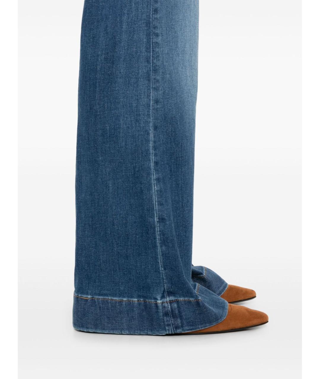 7 FOR ALL MANKIND Синие хлопковые прямые джинсы, фото 3