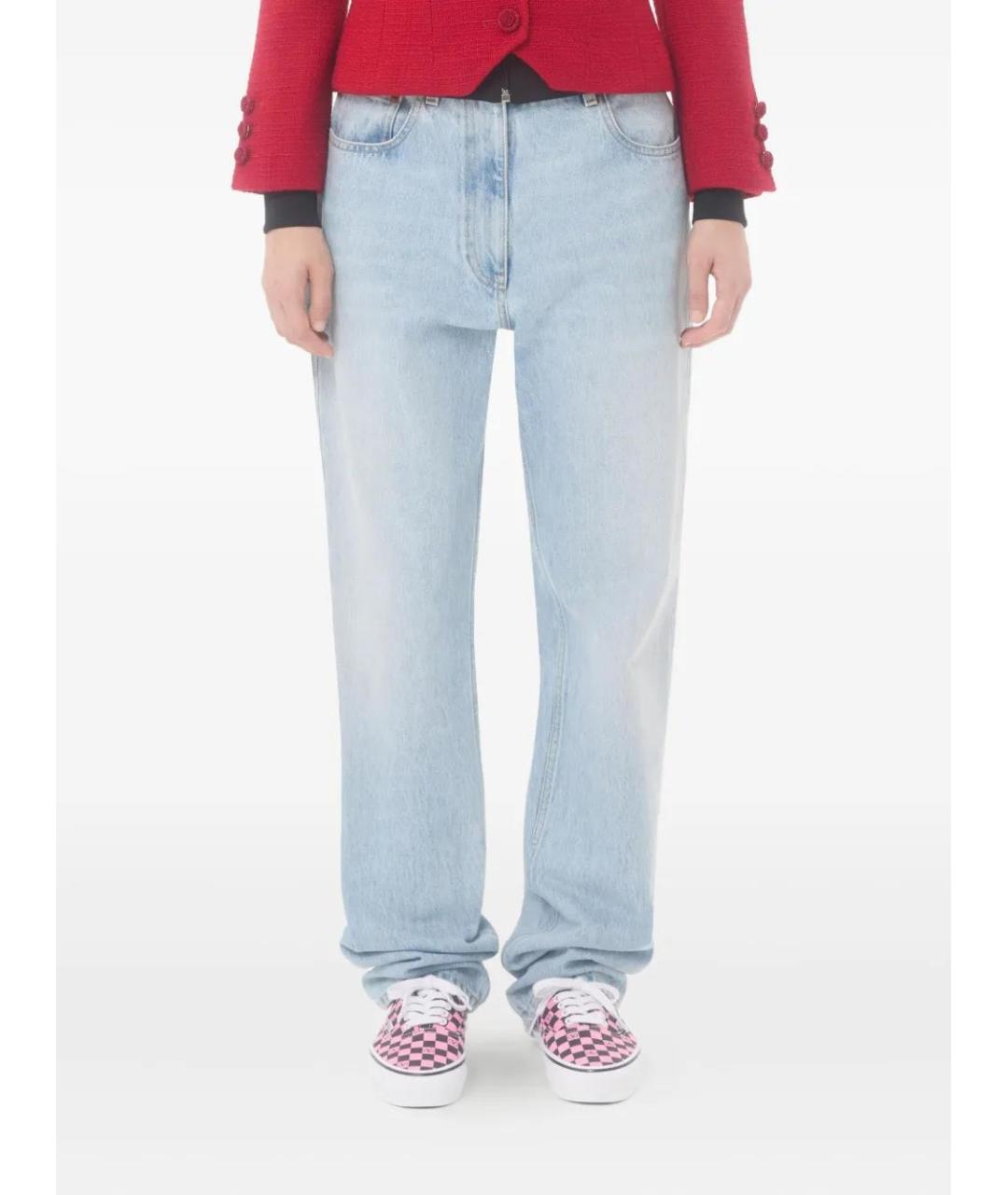 VALENTINO Голубые хлопковые прямые джинсы, фото 3