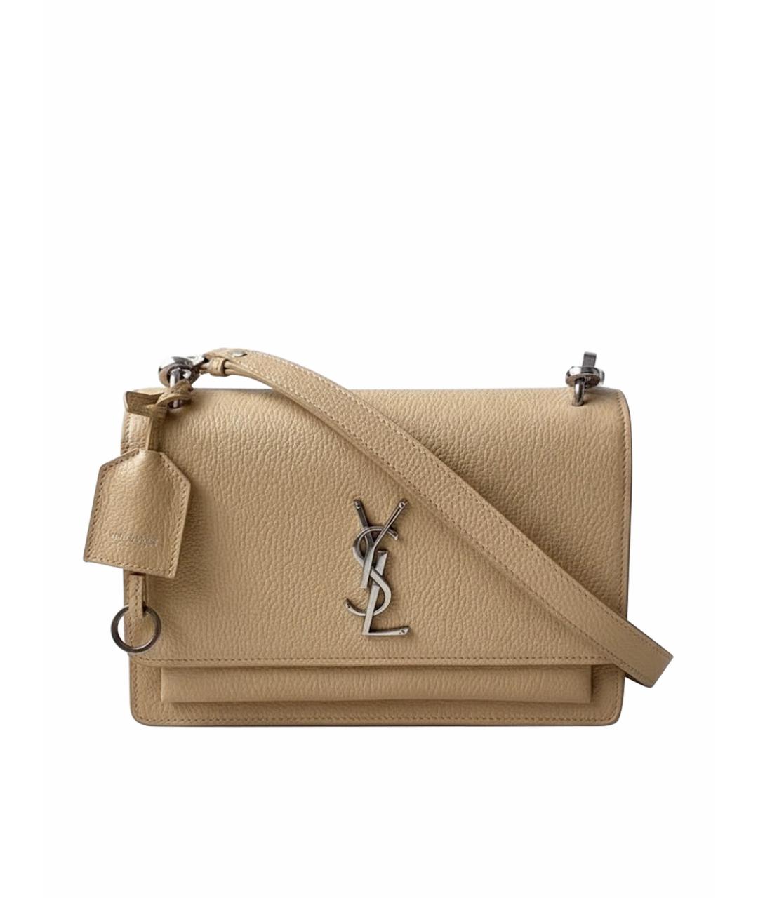 SAINT LAURENT Бежевая кожаная сумка через плечо, фото 1