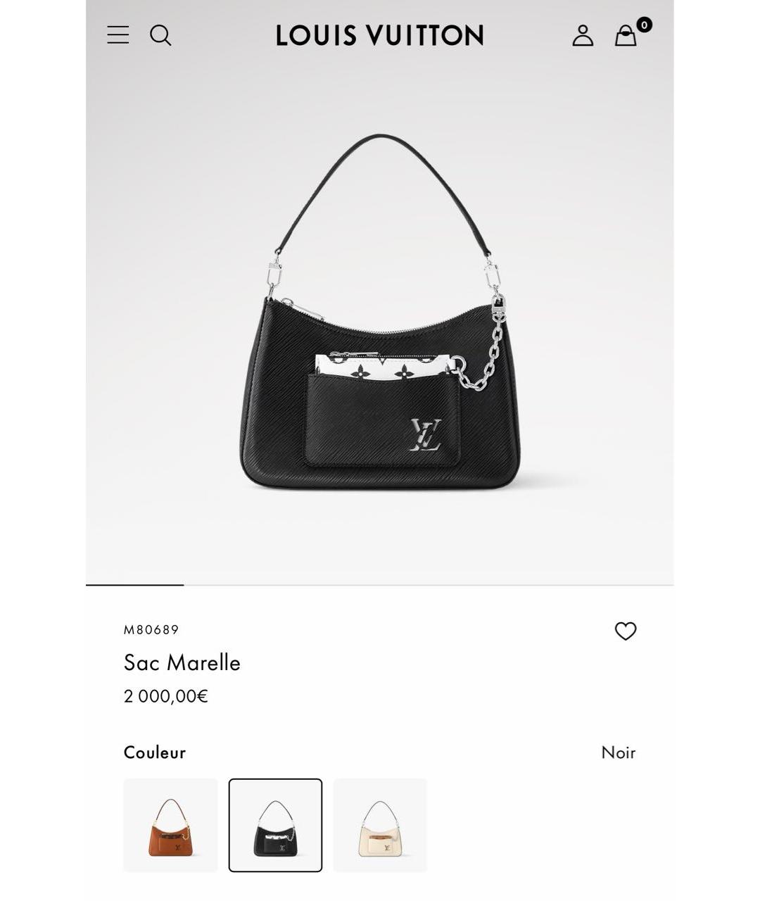 LOUIS VUITTON Черная кожаная сумка с короткими ручками, фото 8