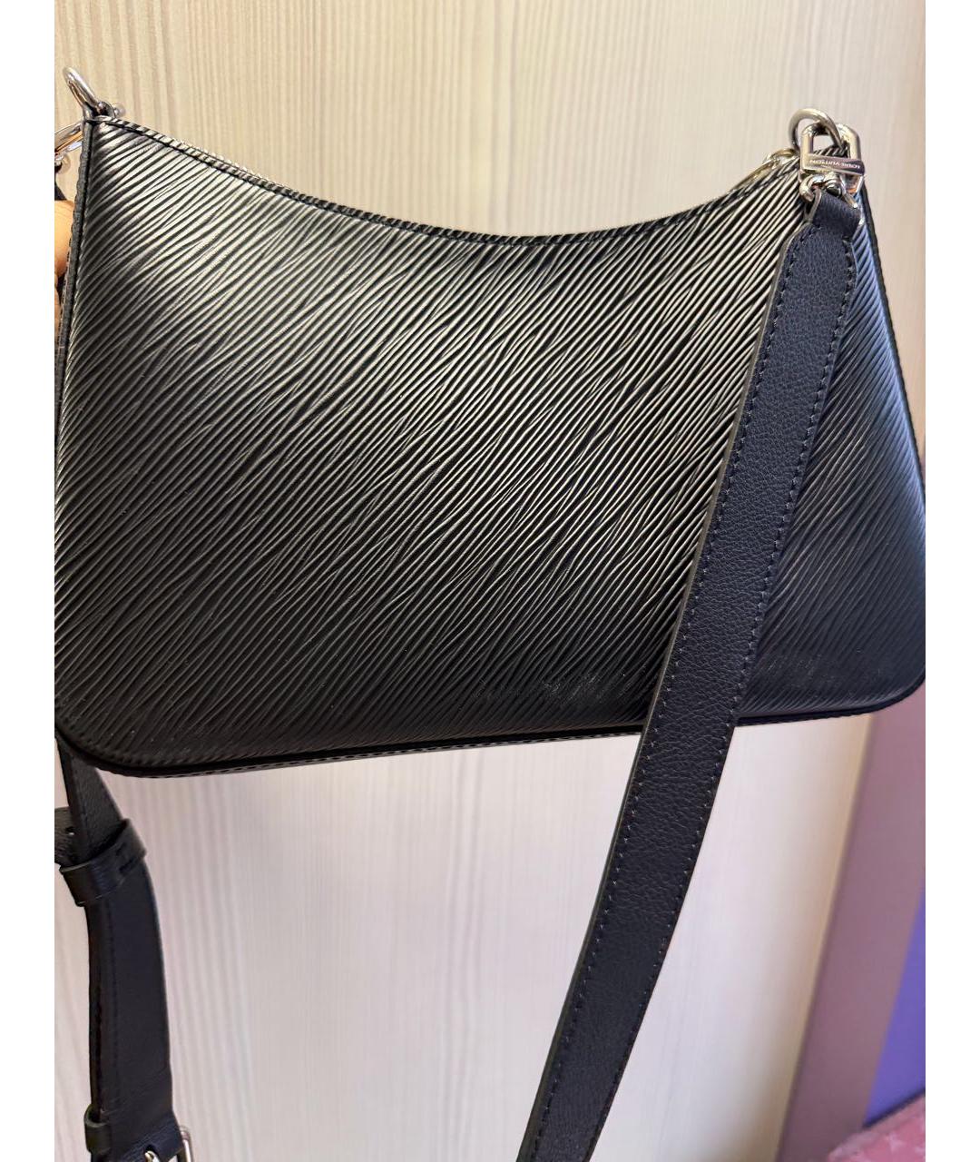 LOUIS VUITTON Черная кожаная сумка с короткими ручками, фото 4