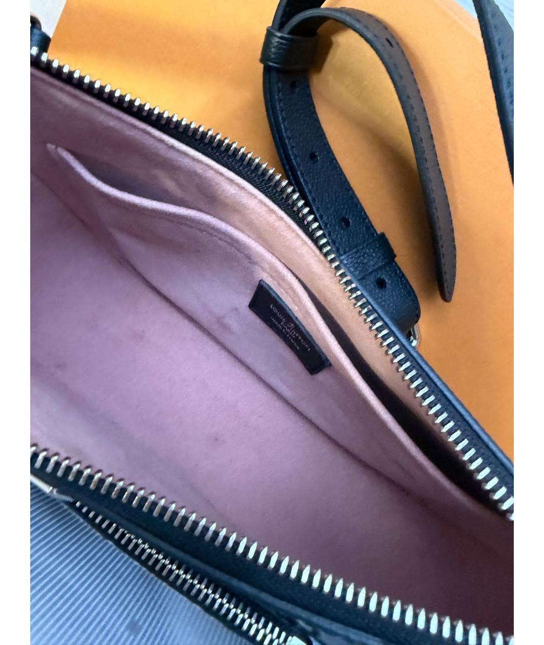 LOUIS VUITTON Черная кожаная сумка с короткими ручками, фото 3