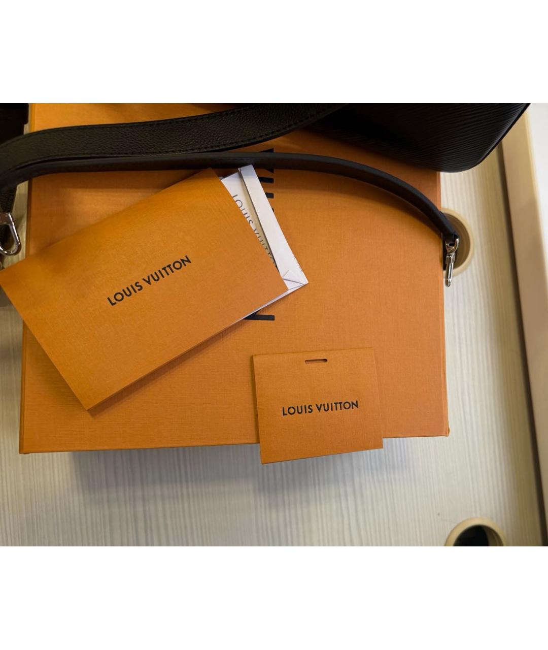 LOUIS VUITTON Черная кожаная сумка с короткими ручками, фото 5