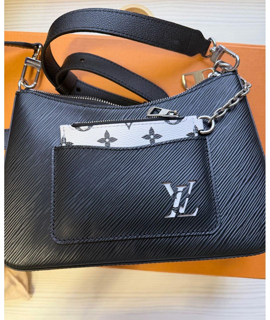 LOUIS VUITTON Черная кожаная сумка с короткими ручками, фото 2