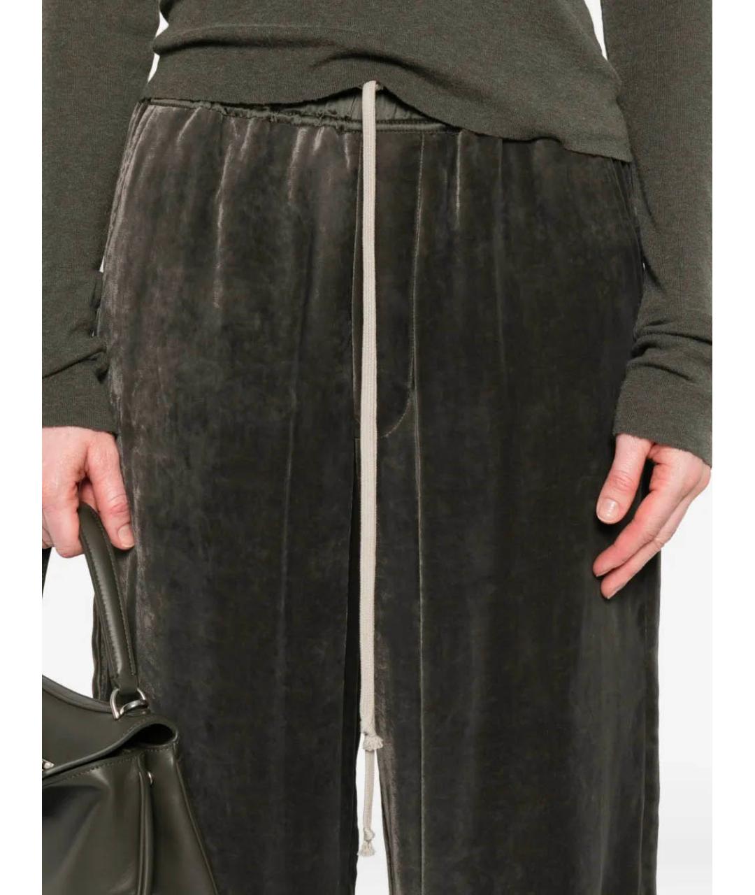 RICK OWENS Зеленые вискозные прямые брюки, фото 6